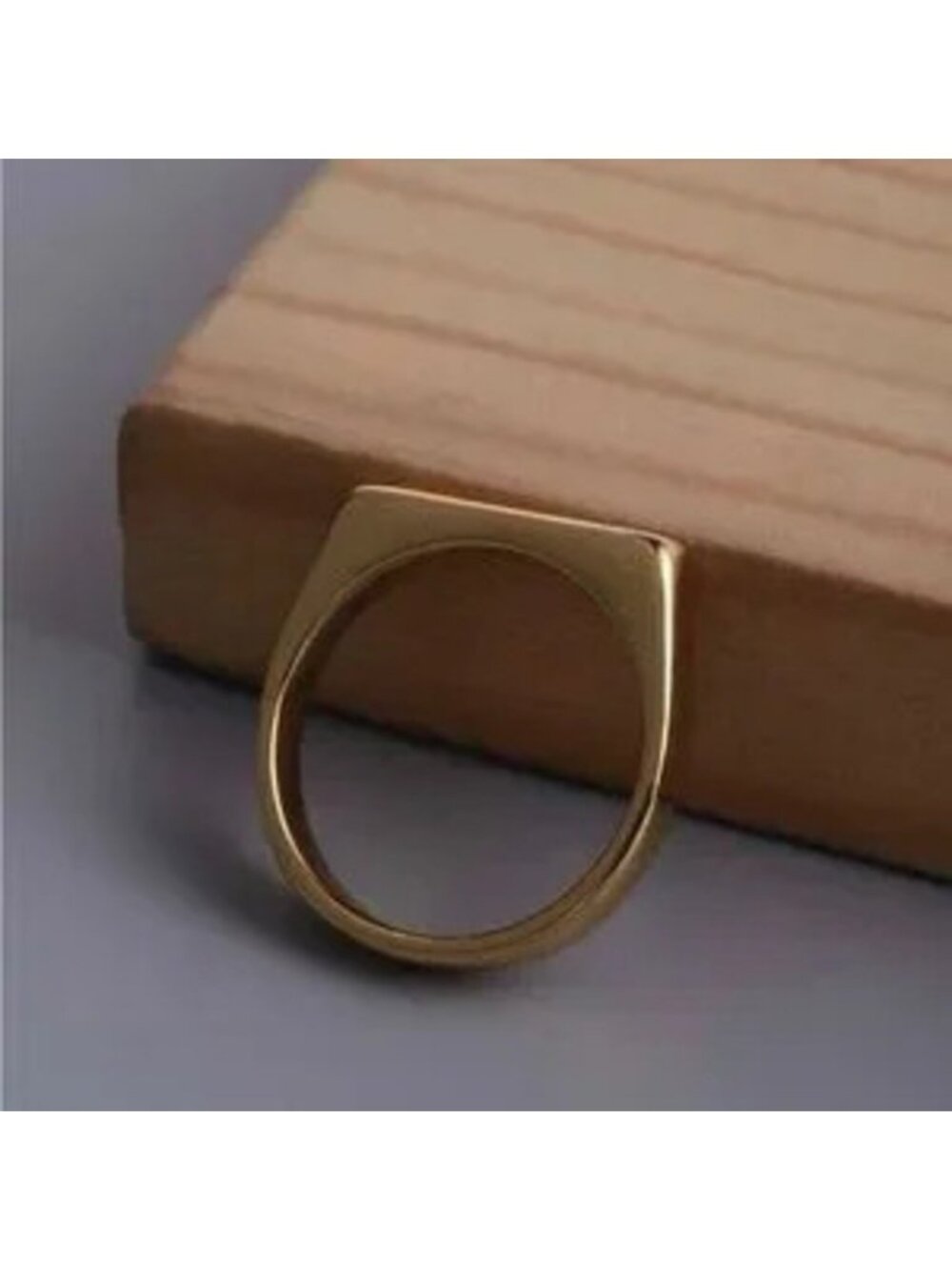 Gold Plated Stainless Steel Gold Bar Ring - Picture 2 of 2